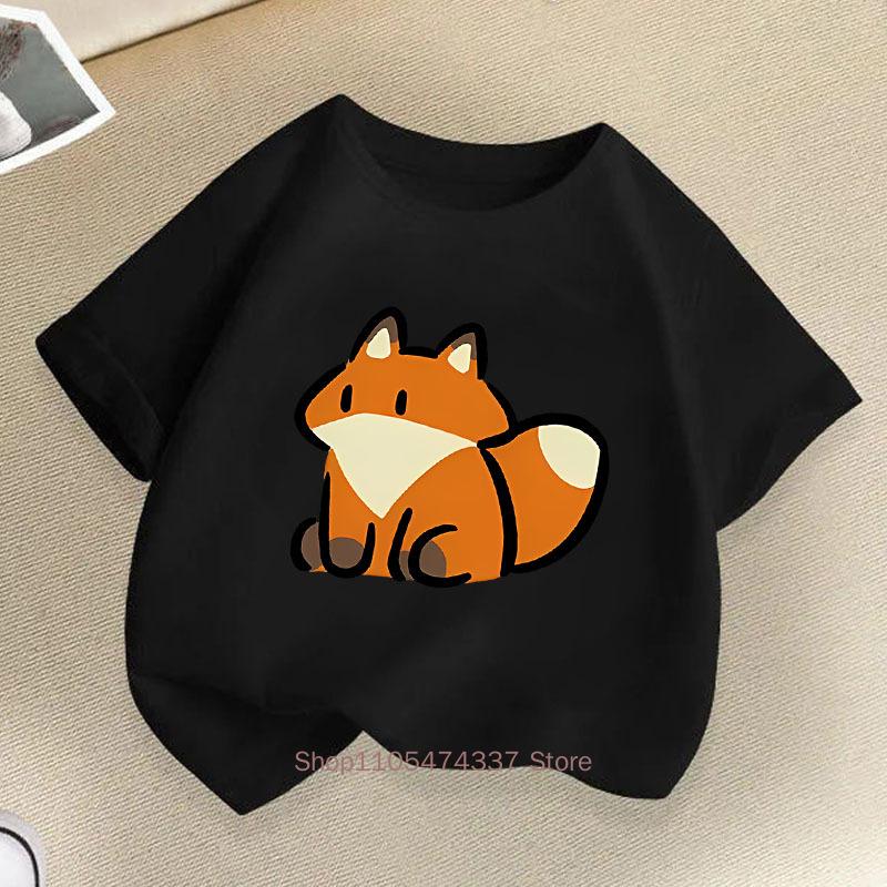 Cartoon Fox Print Tshirts For Boys Girls Summer Children Casual Cute Colorful Tops Kids Comfortable Oneck Short Sleeve Tees