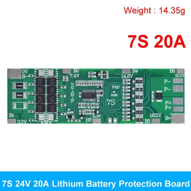 7S 24V Continuous Current Lithium Battery Protection Board 10A 15A 20A 30A Li-Ion 18650 Battery Charge Board With Balance Functi