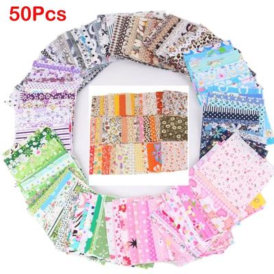 50Pcs 10x10cm Square Patchwork Sewing Material DIY Cotton Fabric Cloth Mixed Style Quilting Fabric Bundles