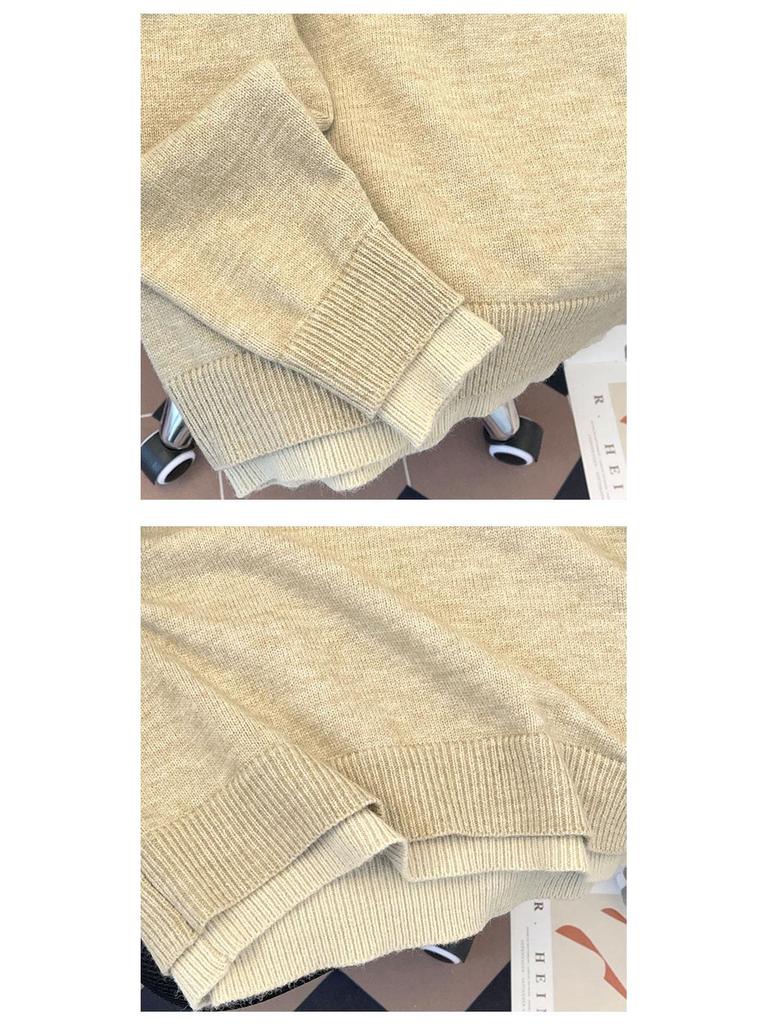 Men's American Retro V-Neck Two-Piece Sweater: Winter Turn-Down Collar Old Money Style Knit for Couples