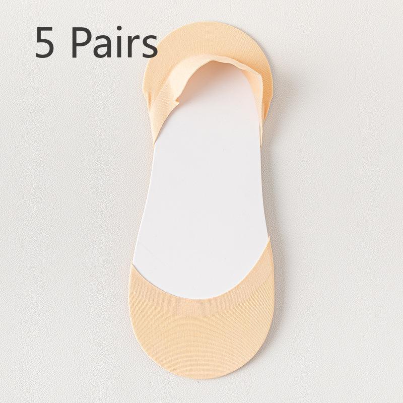 5 Pairs of Women's Summer Thin Non-slip Heel Shallow Mouth Invisible Socks