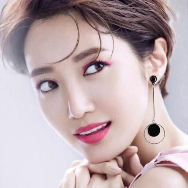 Asymmetrical AB Version Of The Circle Of European And American Fashion Exaggerated Long Earrings Korean Personality Earrings