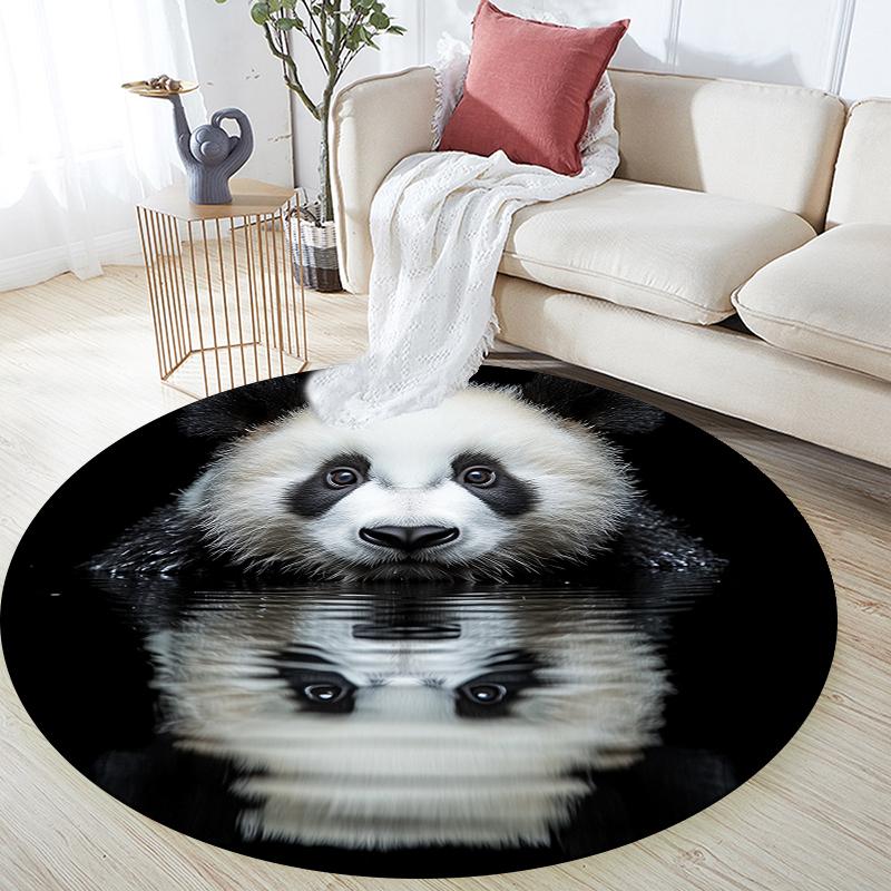 Panda close-up pattern round rug,Carpet Rug for Living Room Bedroom  Playroom ,Non-slip Floor Mat,Holiday Gifts and Birthday Gifts.