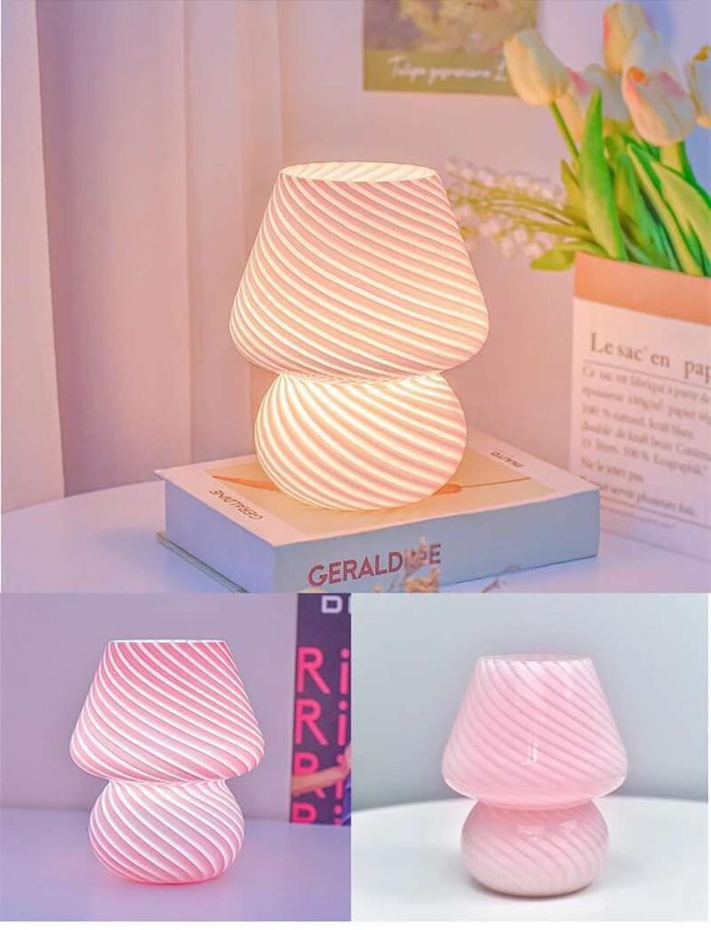 Glass LED USB Table Lamp Nordic Mushroom Desk Light for Bedroom Decor Cute Gift