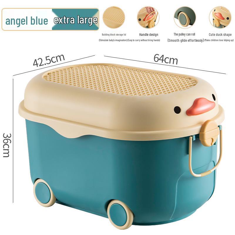 Children's Cartoon Storage Box with Wheels - Large Capacity Organizer for Toys, Clothes, and Snacks