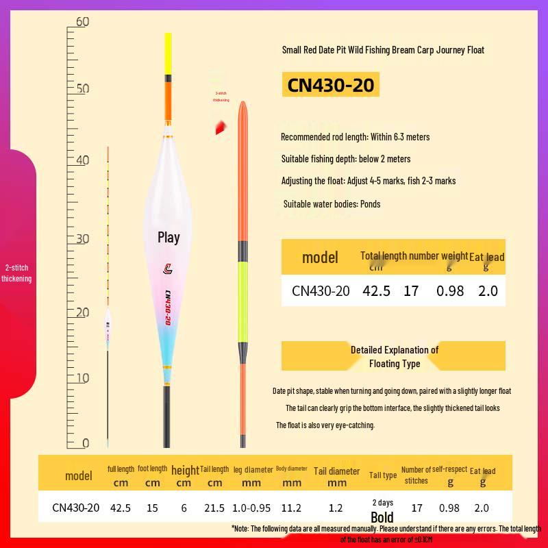 High Sensitivity Nano Fishing Float for Silver, Grass, and Crucian Carp with Thickened Tail and Shallow Water Visibility