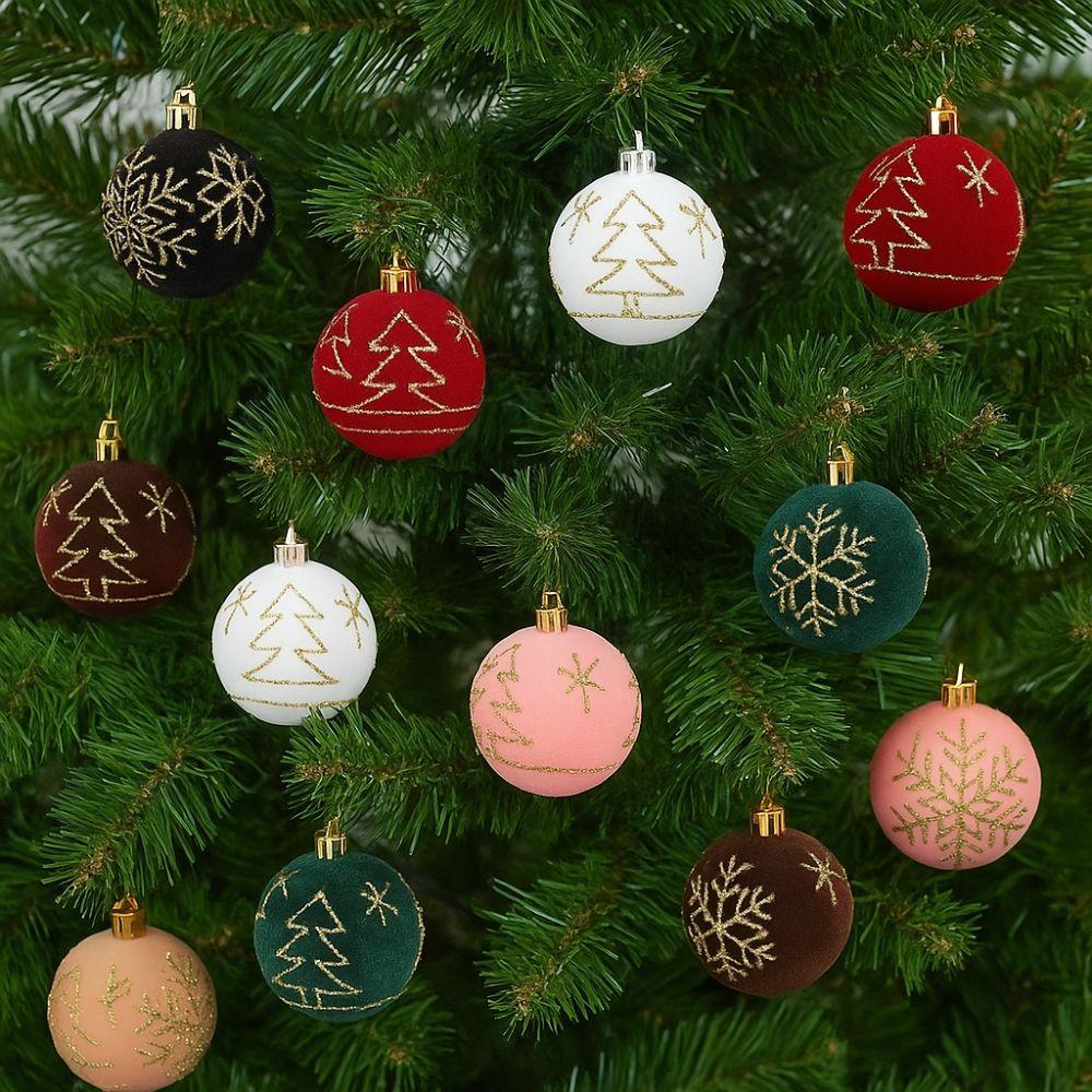 Velvet Christmas Spheres Luxury Flocking Painted Balls Christmas Ball Ornaments  Festival Event