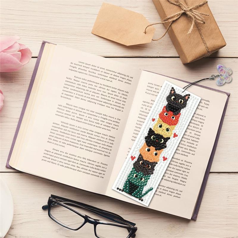 M-Modern-4Pcs Bookmarks With Pendant Animal Shape Diamond Painting DIY Art Kits Gift For Reader Crafts