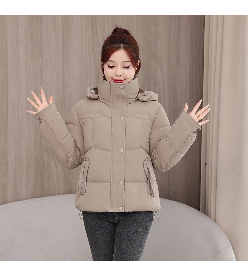 Geacă de iarnă groasă, călduroasă, scurtă, cu glugă, rezistentă la vânt, pentru femei