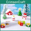 Nyckfull Resin Jul Miniatyr Tomte Snögubbe Trädkoja Set För Semesterinredning
