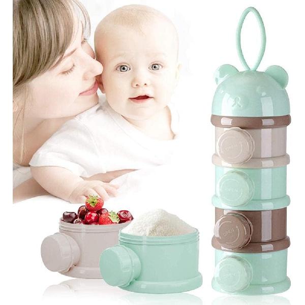 Enfudid Portable Milk Powder Dispensers Pot, 4 Layer Formula Milk Storage Container Portable Food Storage Containers, Food, Snacks, Powder Container