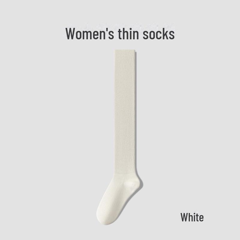 

Серые вертикальные полосатые носки выше колена с ворсом для женщин - стиль Майяра осень/зима белый