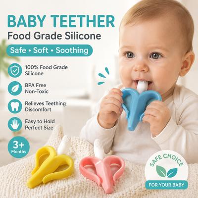 Banana Baby Teether Silicone Toothbrush Toy Baby Anti Hand Sucking Artifact Soothe Oral Period Banana Gum Teething Stick