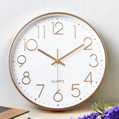 Creative Silent Nordic Wall Clock Non-Ticking Multi-color Round Hanging Clock Plastic Glass Wall Electronic Time Lobby