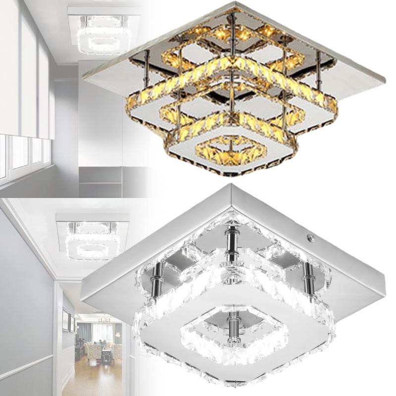 Elegant Square Crystal Led Ceiling Light Modern Minimalist Design For Living Room
