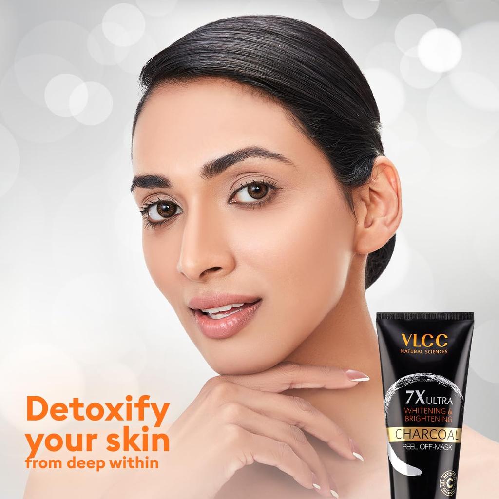 VLCC 7X Ultra Whitening Brightening Charcoal Peel Off Mask 100g Deep Cleanse Blackheads