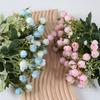 Artificial Flower with Green Leaves 15 Head Fake Silk Flower DIY Wedding Floral Arrangement Home Office Party Faux Bloom Decoration