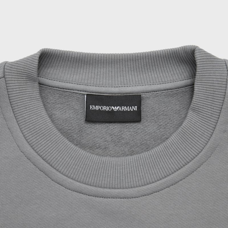 Emporio Armani FW24 Logo Letter Print Crew Neck Long Sleeve Sweatshirt Men Sweatshirt Gray 6D1M95-1JTAZ-06K3