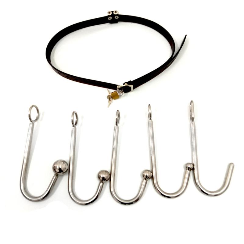 Sexspielzeug Verstellbarer Keuschheitsgürtel aus Leder mit Analhaken aus Edelstahl in 4 Größen, BDSM-Bondage-Fesseln, Butt Plug, Sexspielzeug