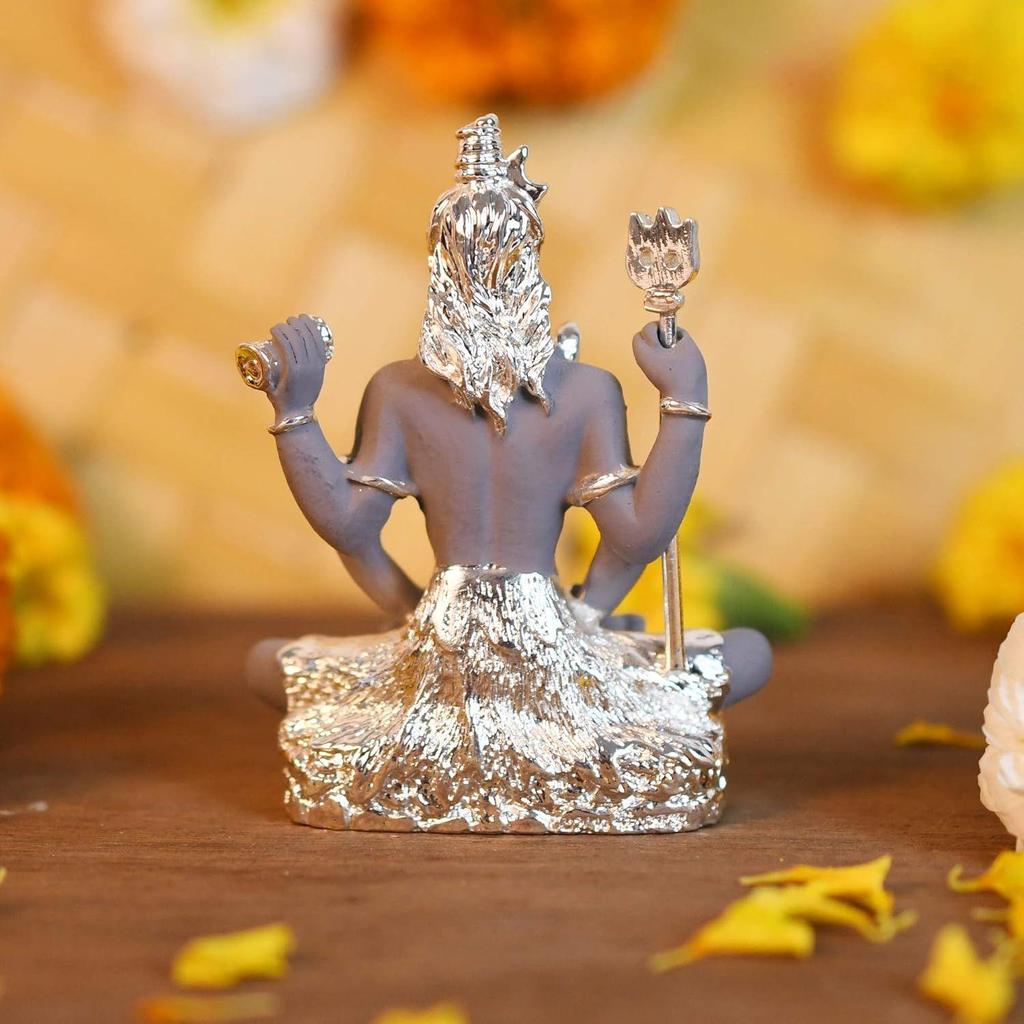 Idol Shiva din ceramică indiană, placare electrochimică militară, 3,4 inci, multicolor