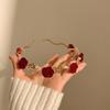 Ladies Elegant Rose Vine Headband Hair Accessories Headdress Girls Vintage Metal Flower Pearl Red Rose Tiara Hairbands