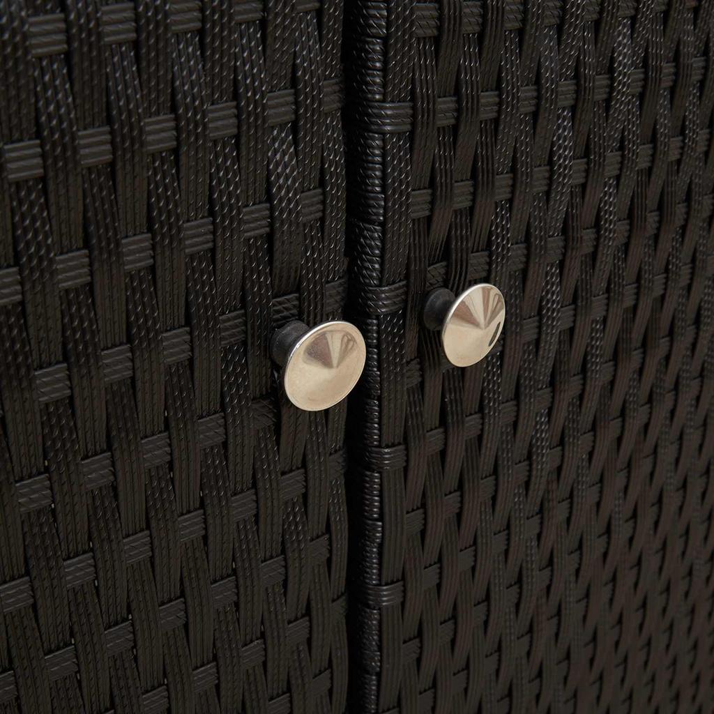 Black Storage Cabinet with Shelf 100 x 36 x 102 cm Rattan