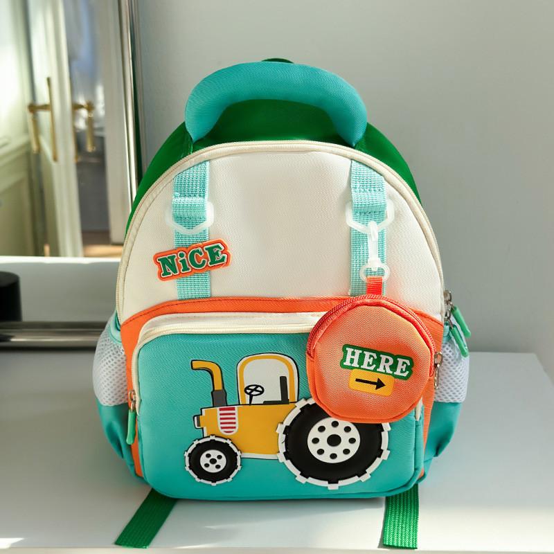 Capacity Large Backpack Cartoon Tractor Girls Boys Baby Kindergarten Bag School