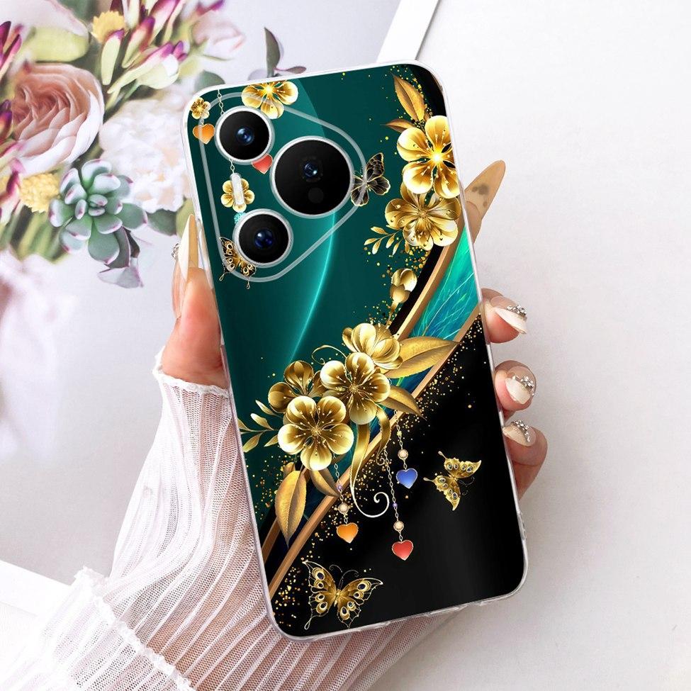 For Huawei Pura 70 Clear Case Aesthetic Luxury Cute Fashion Flowers Funny Painted Casing For Huawei ADY-LX9 ADY-AL00