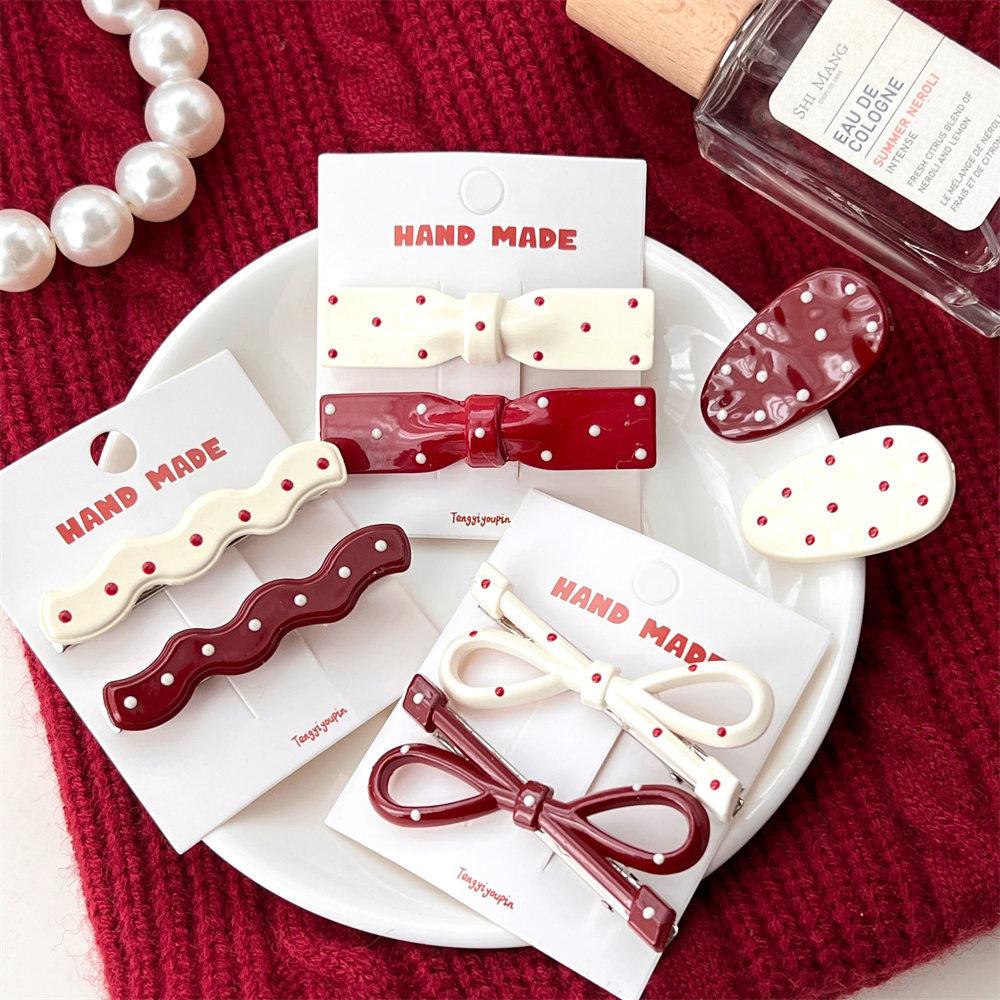 4Pcs Retro Polka Dot Bow Hair Clip  Versatile Hair Accessories For Girls