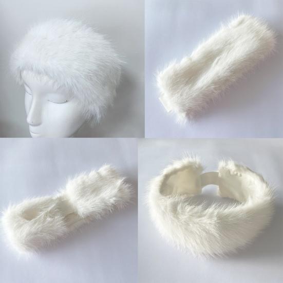 Artificial Hair Band Elastic Imitation Fox Fur Headband Wide Edge Design No Dome Coldproof Winter Hair Tie