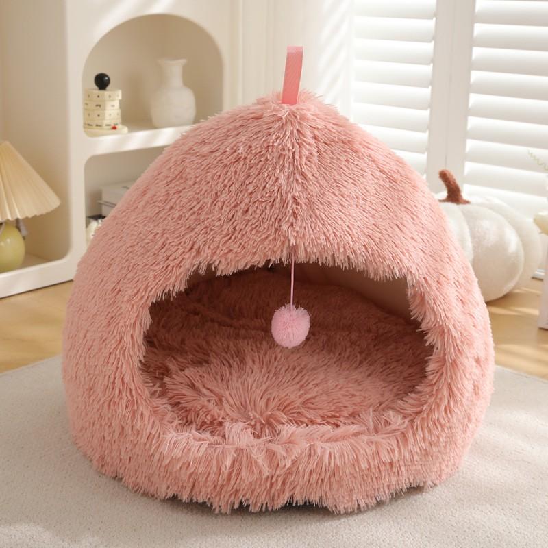 Cozy Winter Pet Bed Cats Small Dogs Plush Warm Nest With Deep Sleep Design Indoor Use