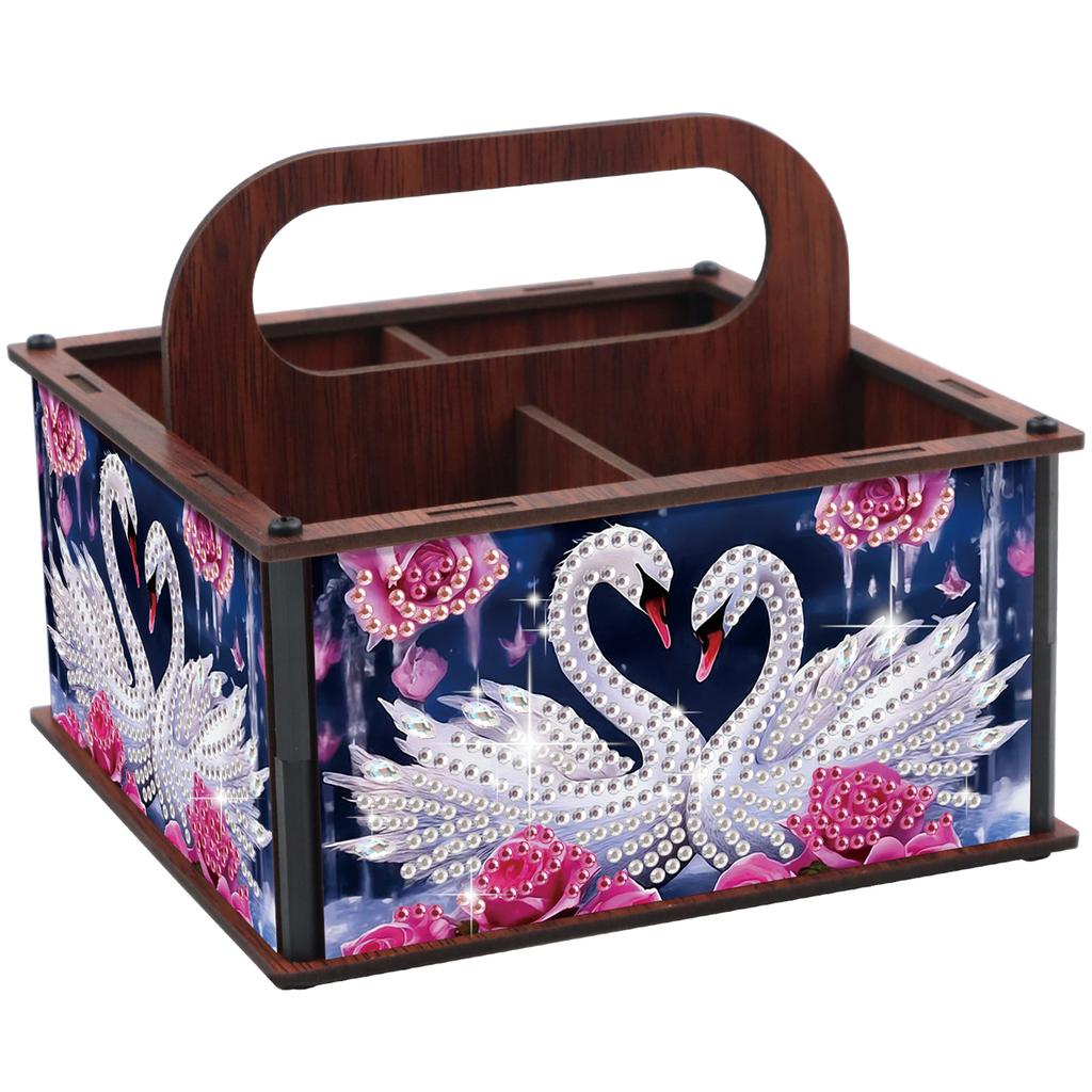DIY Wooden Diamond Painting Kits Organizer Box Makeup Brush Organizer Home Dining Living Room Tabletop Art Decoration