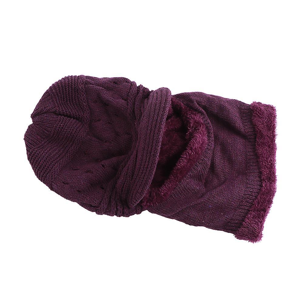 Winter Knitted Hat Scarf Set Earflap Fleece Lined Windproof Thick Hat Neck Warmer Middle Aged and Old Thermal Hat for Women
