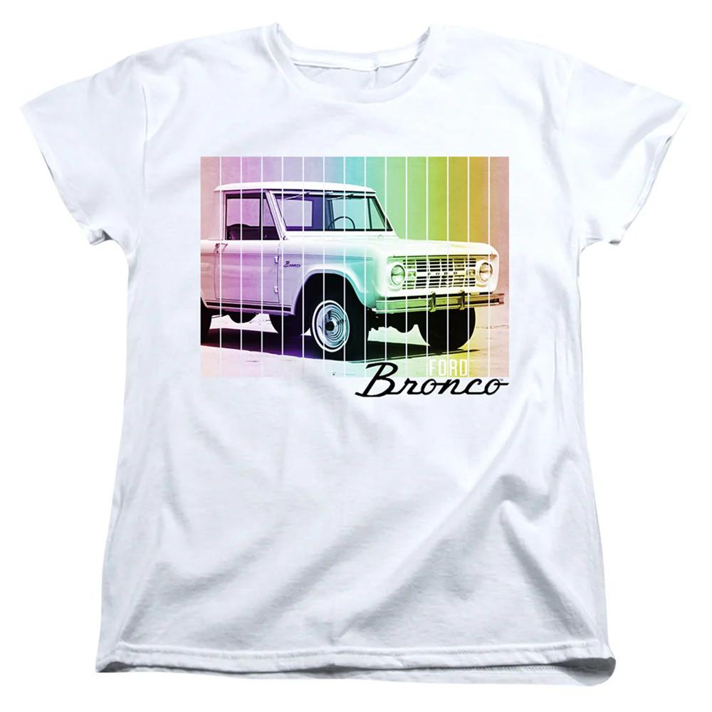 Ford Bronco Retro Rainbow Womens T Shirt White Unisex T-Shirt L