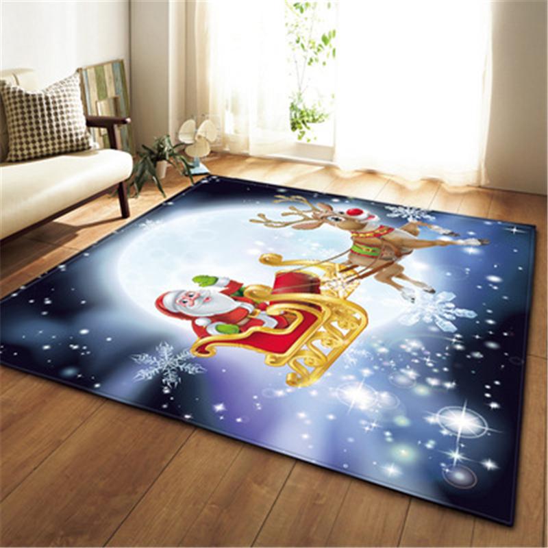 Christmas Living Room Area Rug  Santa Claus Bedroom Decor Children Play 3D Carpets Memory Foam Home Decor Kitchen Rug Floor Mat