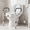 Raised Toilet Seat with Arms, 159 kg Capacity, 127 mm Lift Height & Adjustable Width, Widened Commode Elevated Toilet Seat Riser with Handles for