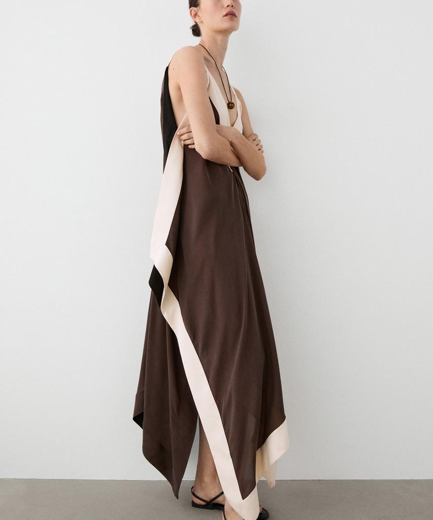 Masimodutti Fluid Midi Dress With Contrast Details