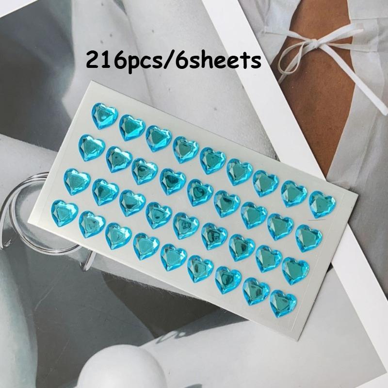 

216pcs/6sheets Gemstone Love Rhinestone Stickers Body Art Decoration DIY Makeup Shine Tattoo Stickers Womenl Stuff Makeup Gifts синий