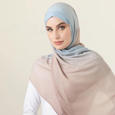 Muslimský Ombre Šifonový Hidžáb Šátek Ženy Dlouhý Barevný Svatba Párty Pokrývka hlavy šály Dámský Muslimský Závoj Šátek Turban 180*70cm