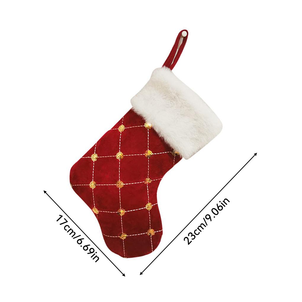 Christmas Stockings Sequin with Lanyard Non-fading Gift Candy Bag Tear-resistant Hanging Pendant Household Fireplace