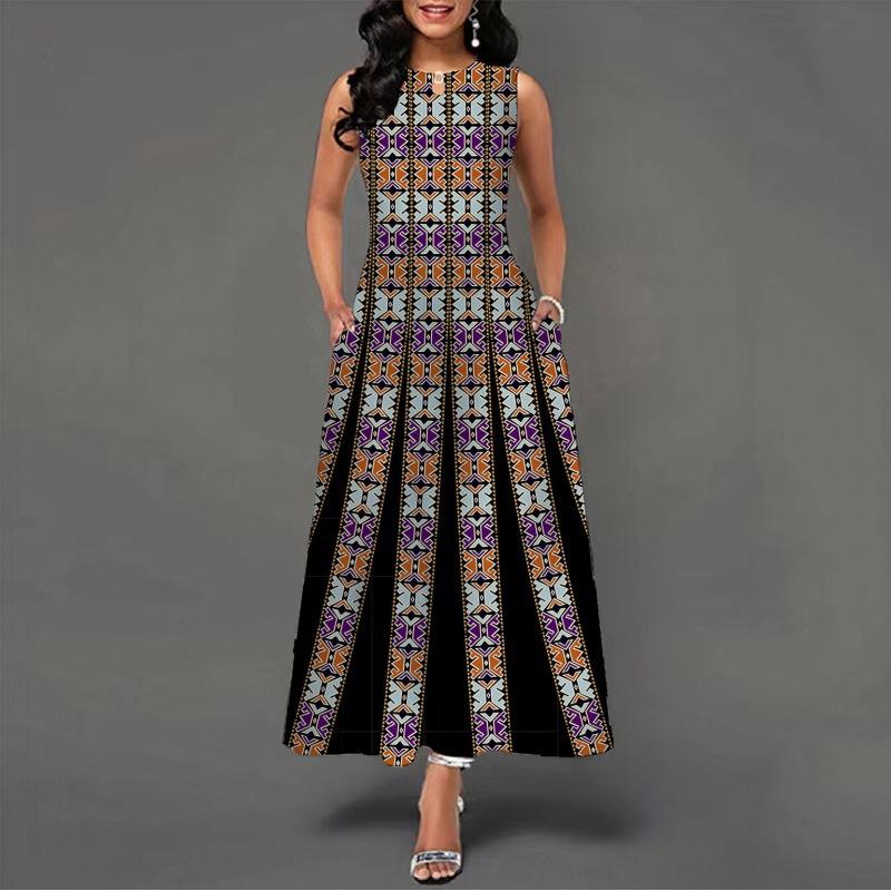 2025 New Fashion Trend Dresses Spring Summer Printed Waist Dresses Fashion Women's
