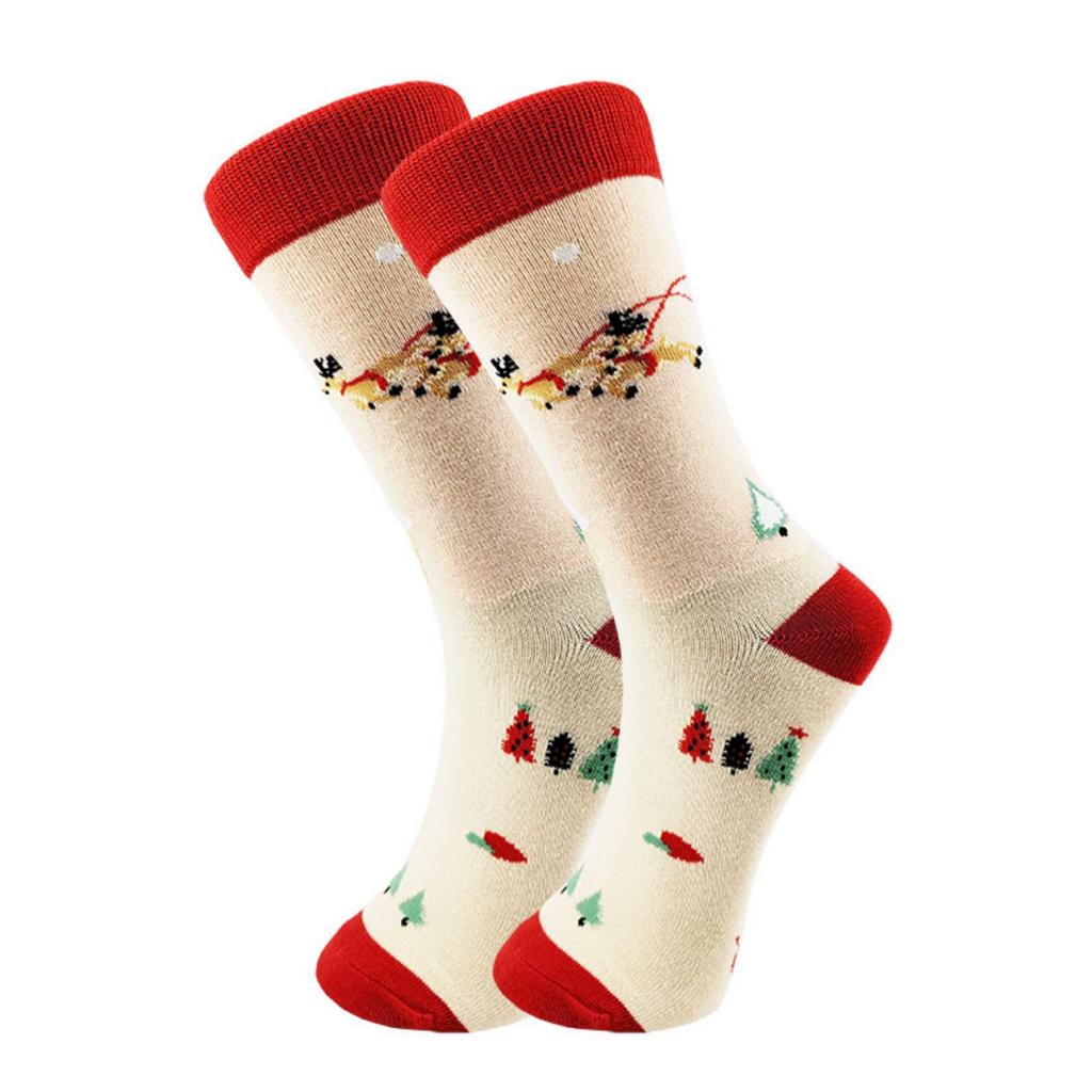 Christmas Gifts Mid-calf Socks Elk Christmas Cartoon Cotton Trendy Socks