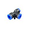 T-Type Pneumatic Hose Quick Connector, Push-in, PE Plastic, Sizes 4-16mm
