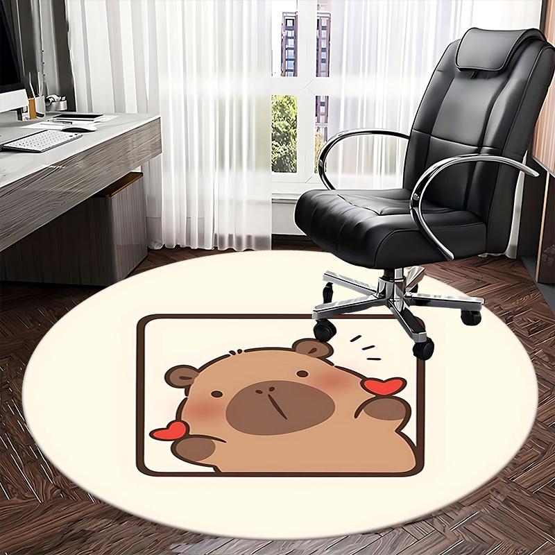 Cute Bear Print,Cartoon Animal Design Chair mat Round Rug Office carpet, Machine Washable, Non slip, Suitable for Living Rooms, Bedrooms