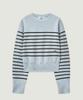 LMOOD WOMEN Marine Wool Cotton Stripe Pullover Knit Sky Blue