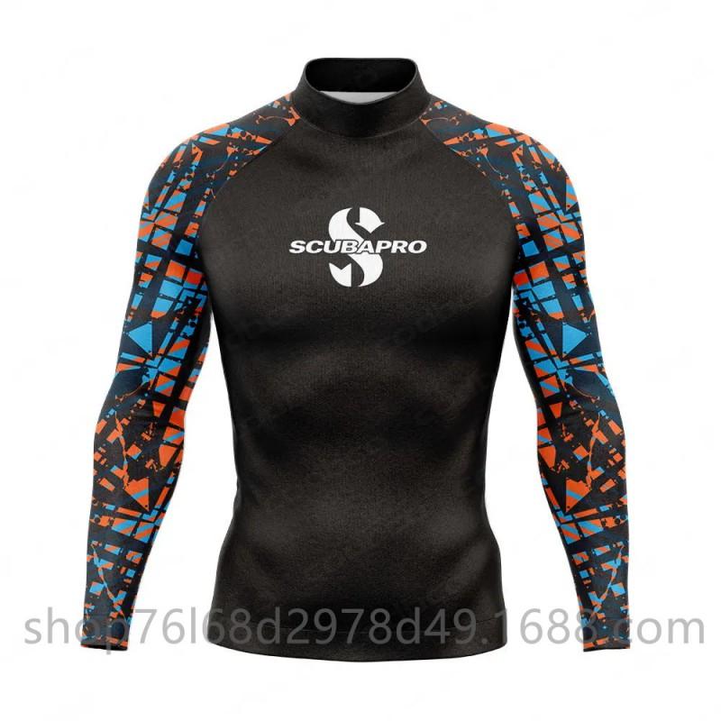 Mens UV Protection Rash Guard Long Sleeve Swim Shirt Snorkeling Diving Surfing Water Sports Quick Dry