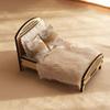 Unpainted Wooden Double Bed with Bedding Doll House Bedroom Furniture for Children Creative Play and Learning Activity