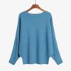 Autumn Batwing Long Sleeve Knitted Sweater Casual Slash Neck Solid Warm Pullover Fashion 18 Colors Loose Jumpers Tops