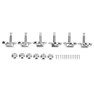 6Pcs String Tuning Key Oval Retro 1:15 Gear Ratio Semi Closed Guitar Tuning Keys Silver 3L3R