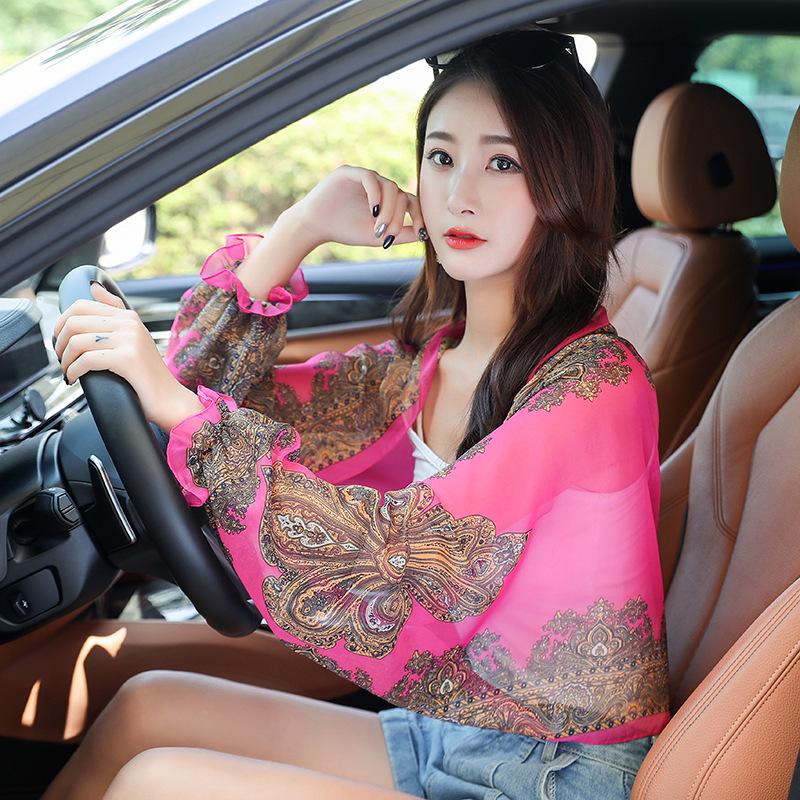 Mâneci de damă din șifon cu protecție UV, din mătase glacială, pentru ciclism și condus de vară